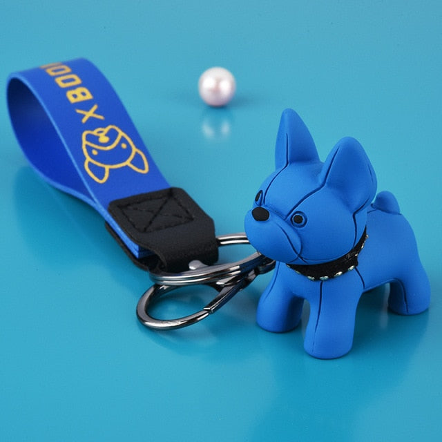 Fashion Punk French Bulldog Keychain Pu Leather Dog Keychains For